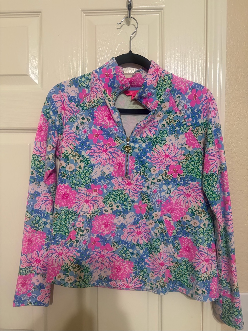 Lilly Pulitzer Floral Quarter-Zip Pullover Top